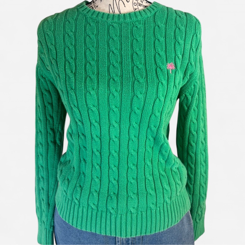 Lilly Pulitzer Cable Knit Sweater – Size S – Kelly Green